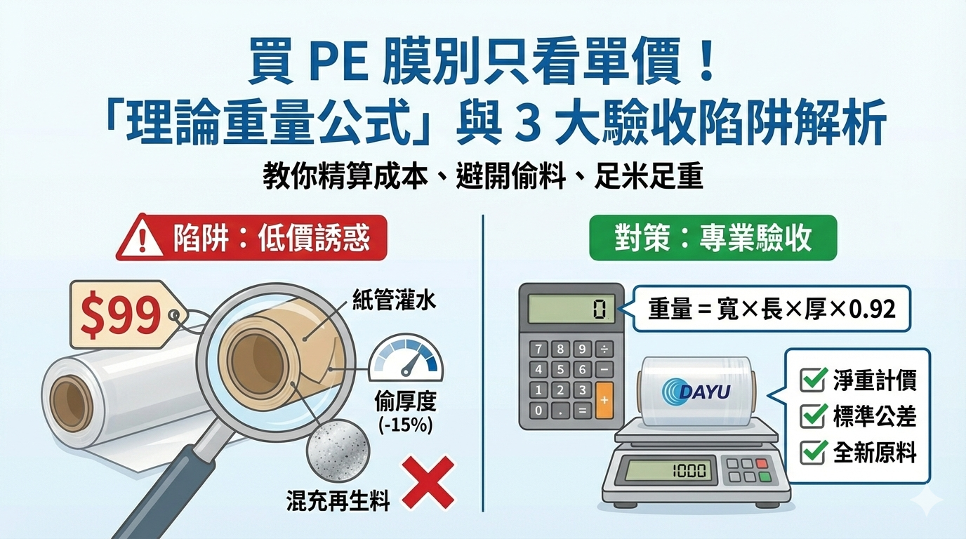 【採購必看】破解 PE 膜三大偷料陷阱！重量計算公式教您精算真實成本｜大裕塑膠